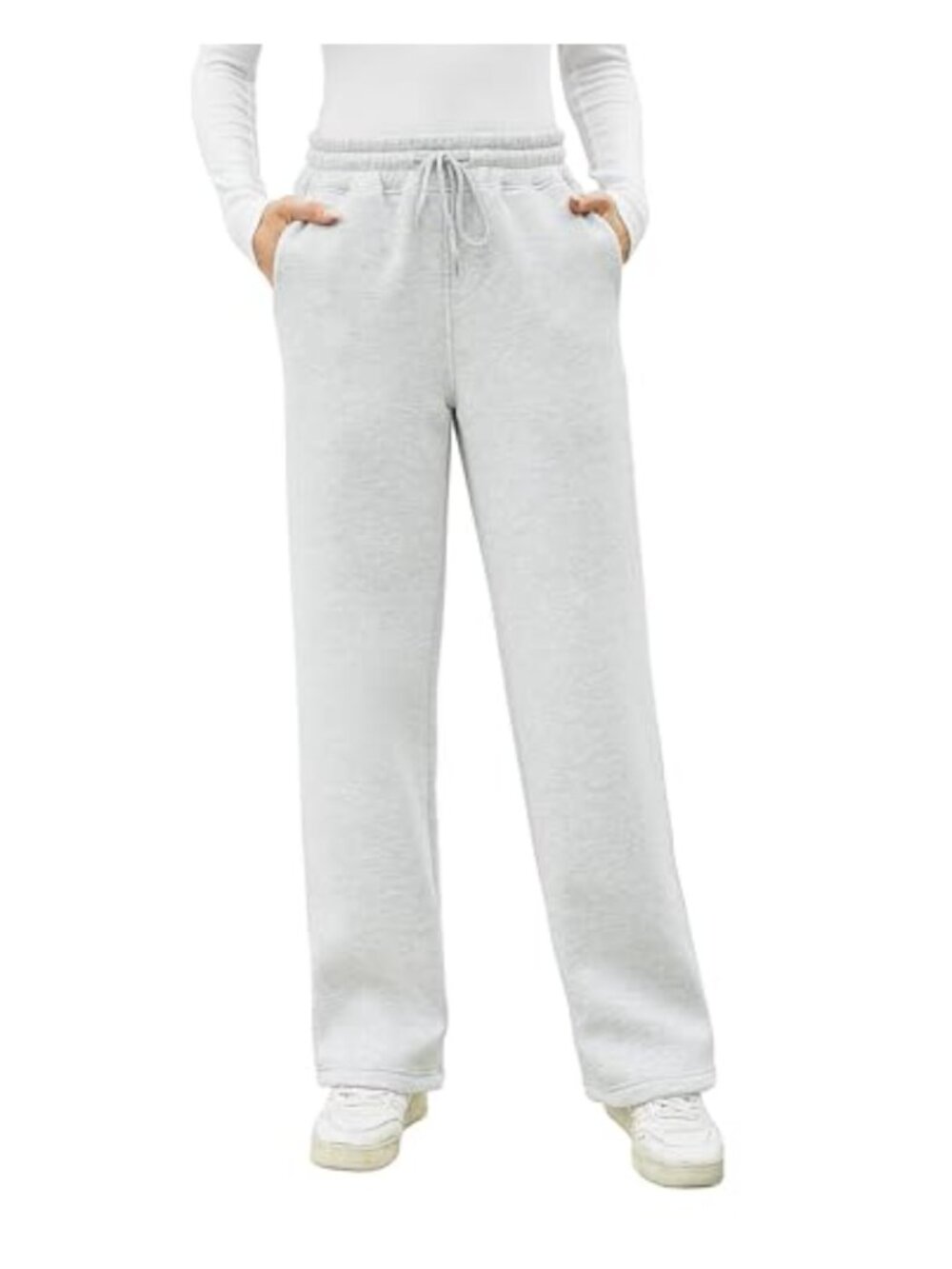 Voqeen Women's Fleece Lined Sweatpants Straight Leg Lounge Pants